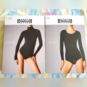 Lot of 2 NIB Wolford bodysuits L black